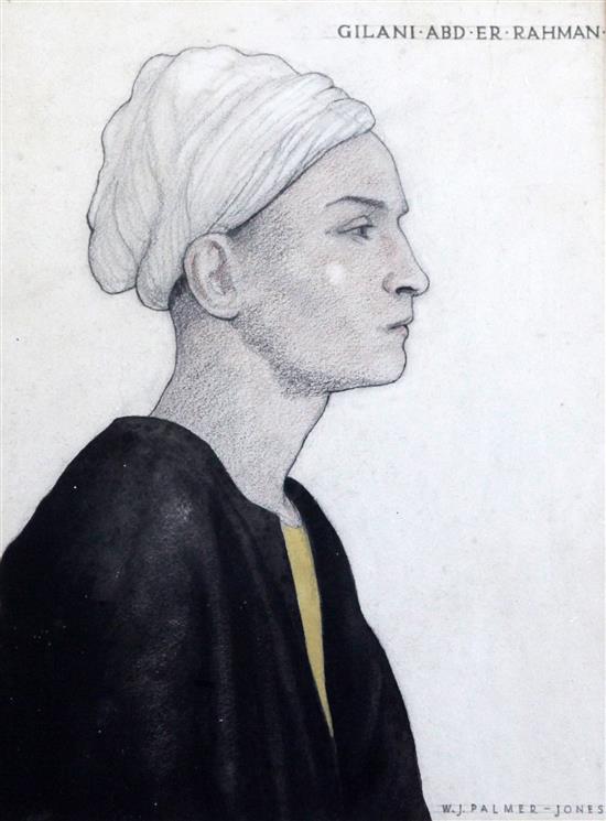 William J. Palmer-Jones (1887-) Portrait of an Egyptian youth, Gilani.Abd.Er.Rahman 12 x 9in.